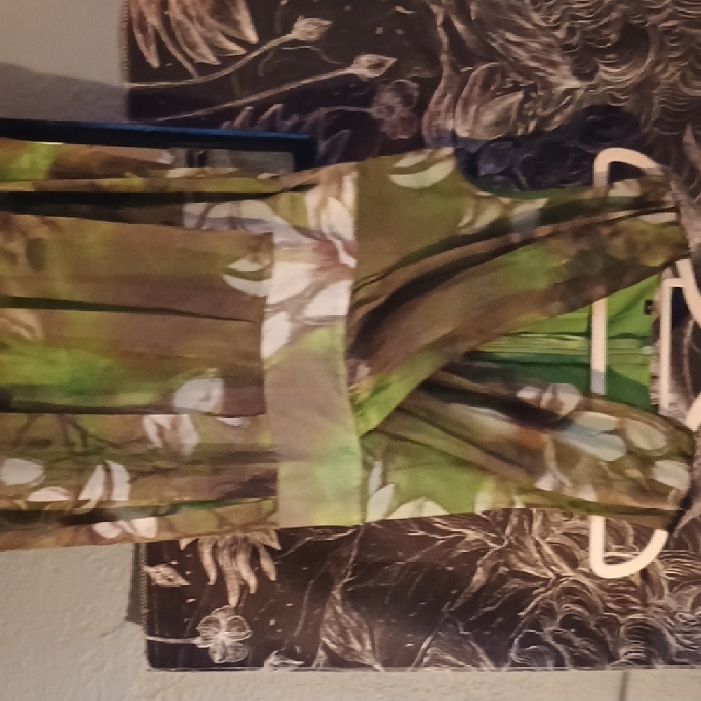 Green and Brown Flower Print Dress